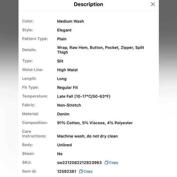 SHEIN Essnce Overlap Waist Split Thigh Denim Skirt - Picture 4 of 4